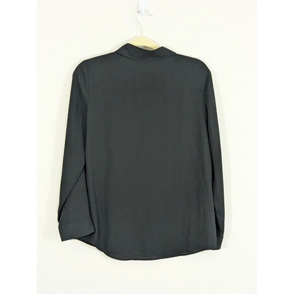 Chico's Black Sheer Button Down Blouse w/Beads  Long Sleeves Size 0 - Picture 8 of 8
